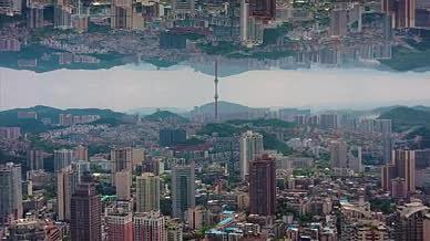 4k航拍城市建筑倒影特效镜面效果视频的预览图